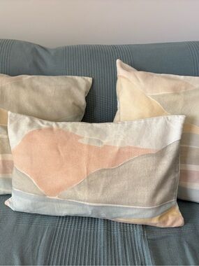 Zara Home Abstract Wave Pillow Covers set  in Light Blue, Beige, pink, Cream